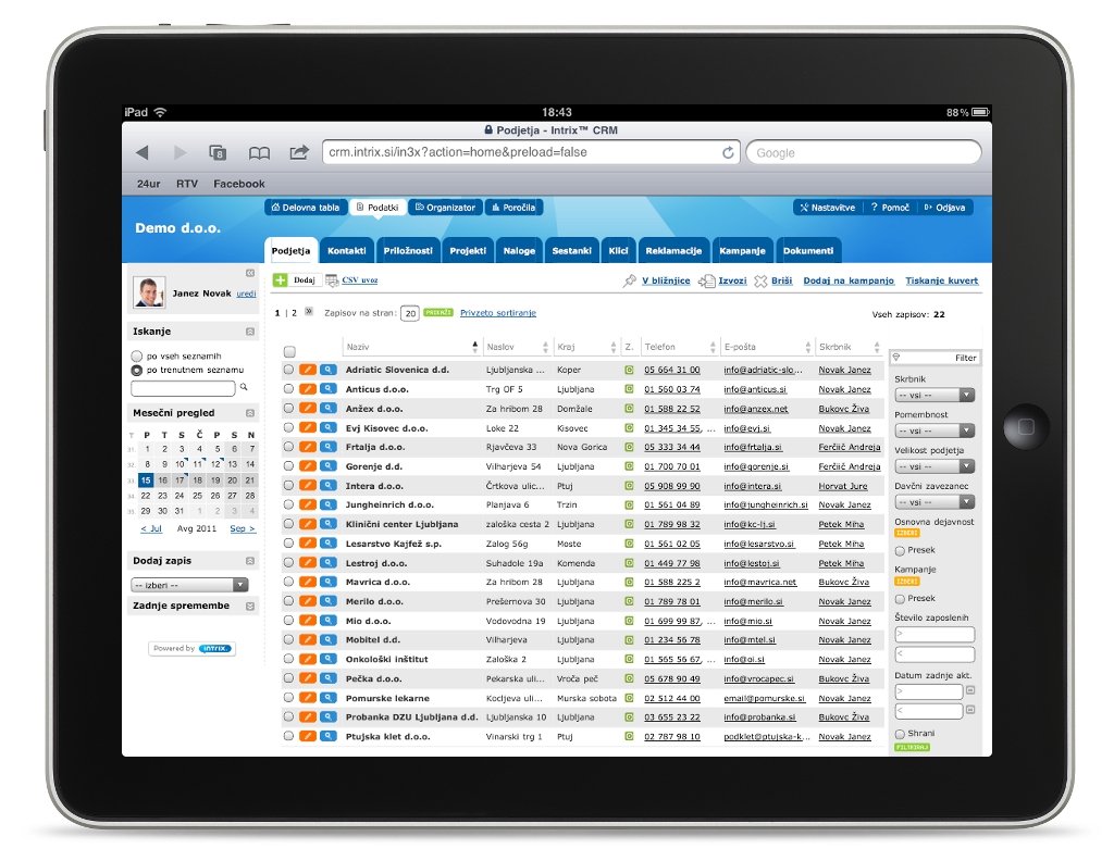 Ipad aplikacija Intrix