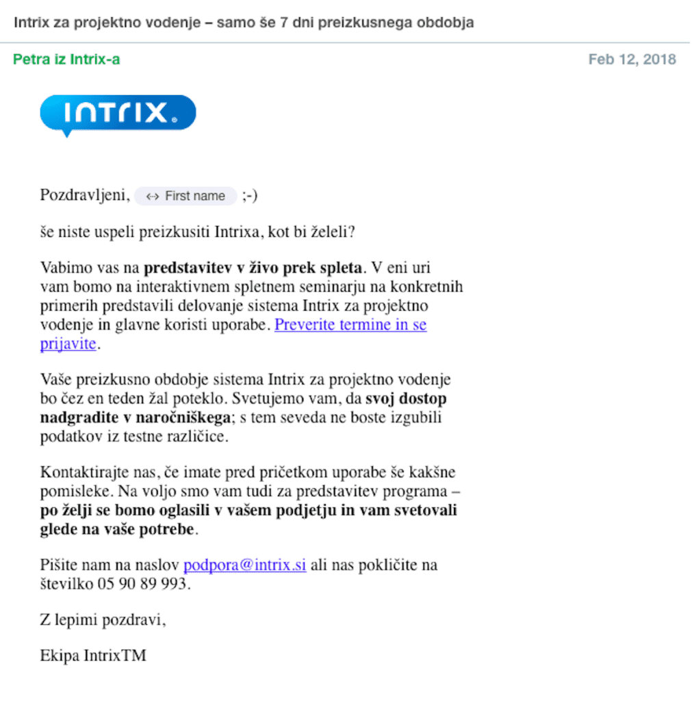 pozdravni email marketinška avtomatizacija
