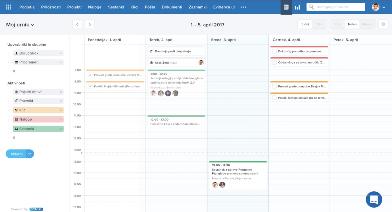 uporabniški vmesnik intrix