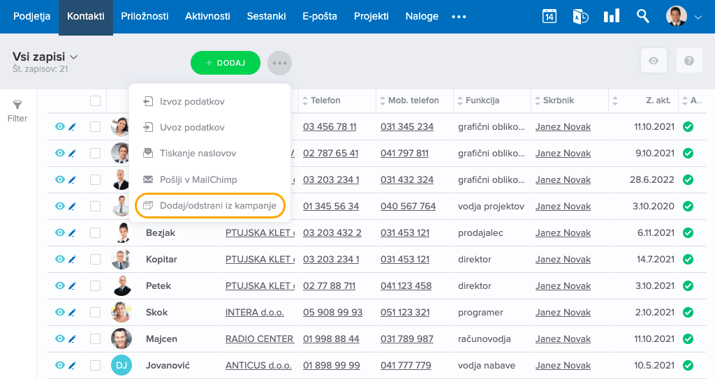 Screenshot 2021-10-14 at 15.20.47 dodaj ali odstrani kontakt iz kampanje intrix