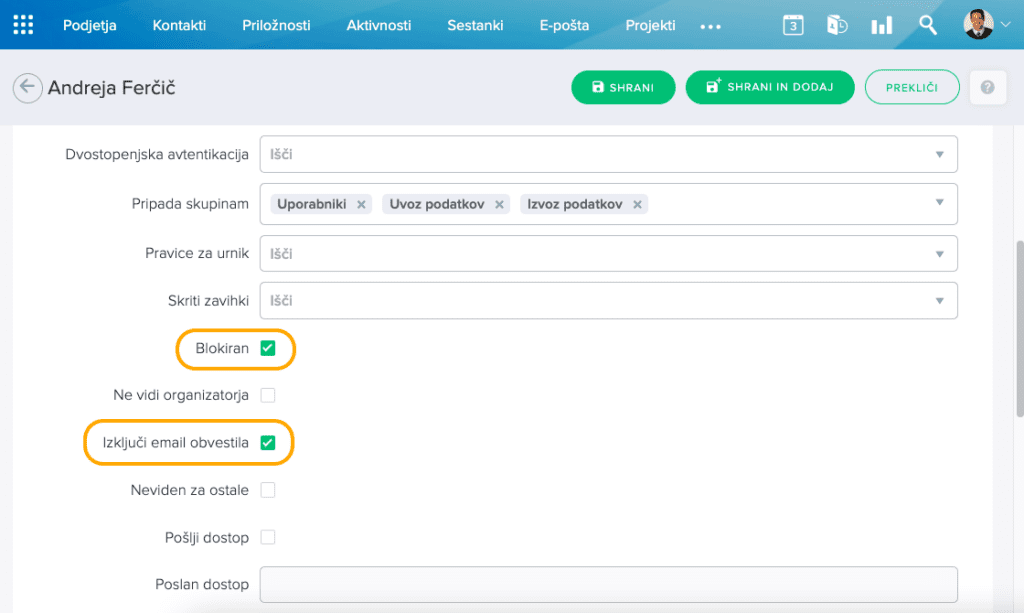 izbris intrix uporabnika blokiranje intrix uporabnika