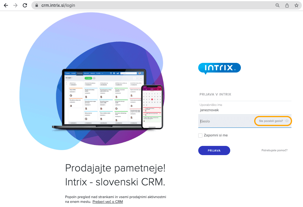 ste pozabili geslo?