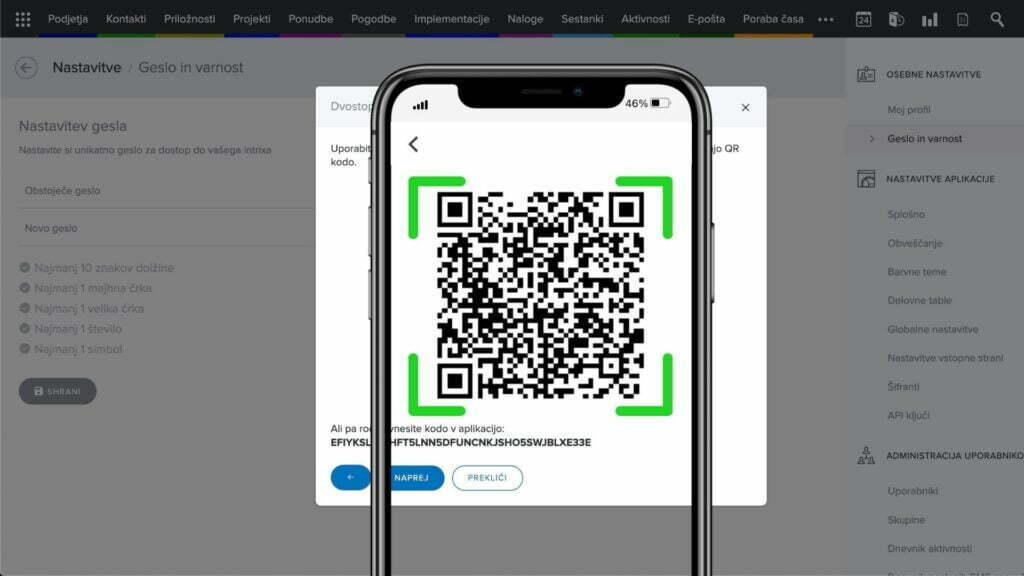 2FA skeniranje QR kode