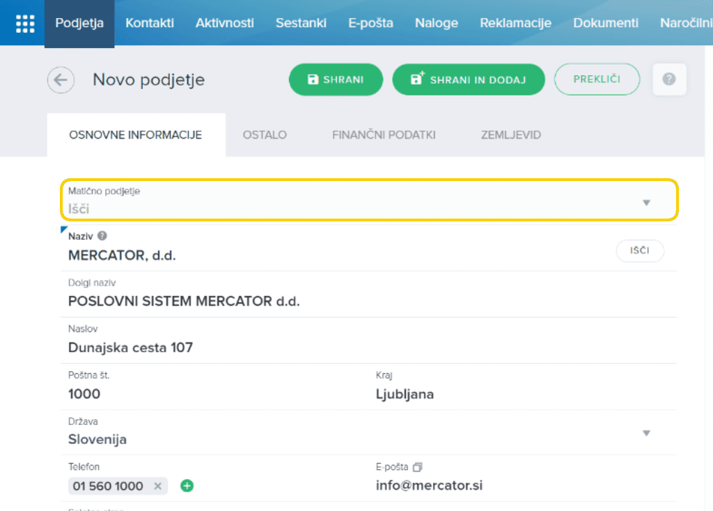 matično podjetje iskanje intrix