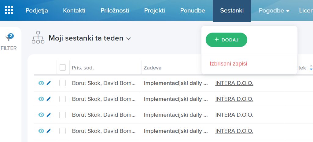 prikaz dodatnih akcij brez filtrov