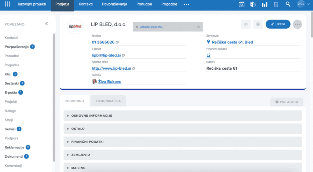 IP telefonija - zabeleži prejeti klic