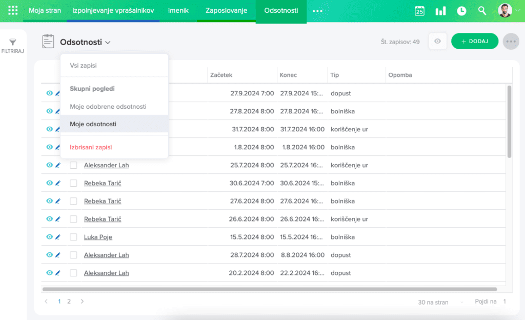 filtriranje-zapisov-odsotnosti
