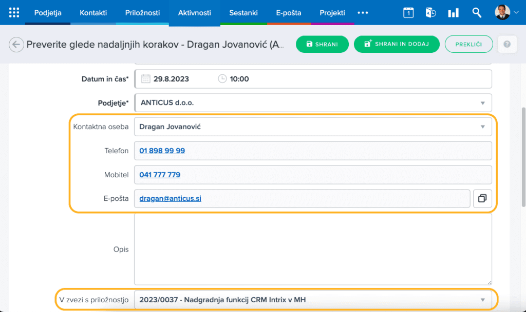 Aktivnosti v Intrix Project