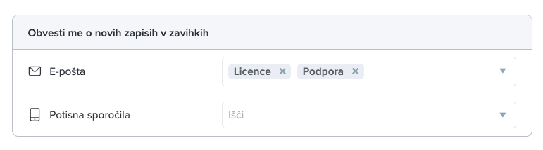 Novi zapisi v zavihkih