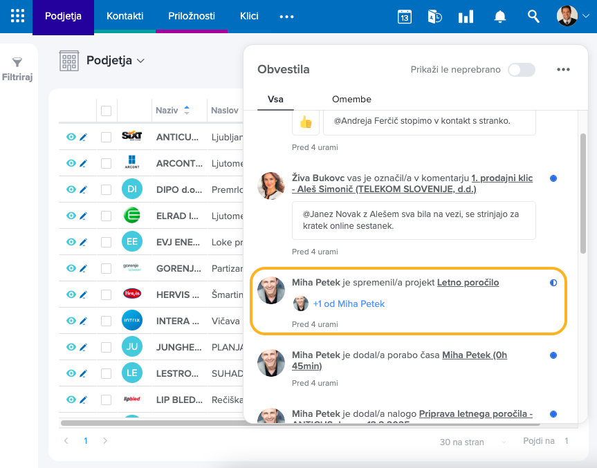 Polprebrano obvestilo