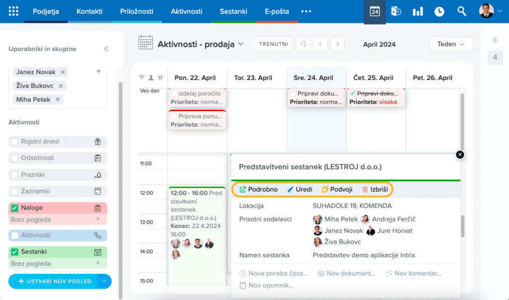 Pop-up zapisa na koledarju