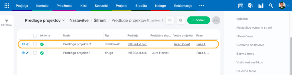 Seznam predlog projektov