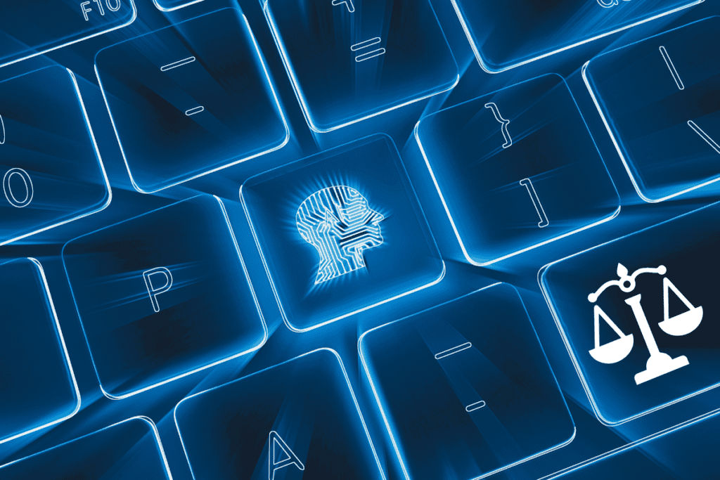 digitalni-pravni-nadzor-ai Tipkovnica, ki predstavlja preverjanje skladnosti AI s pravnimi zahtevami