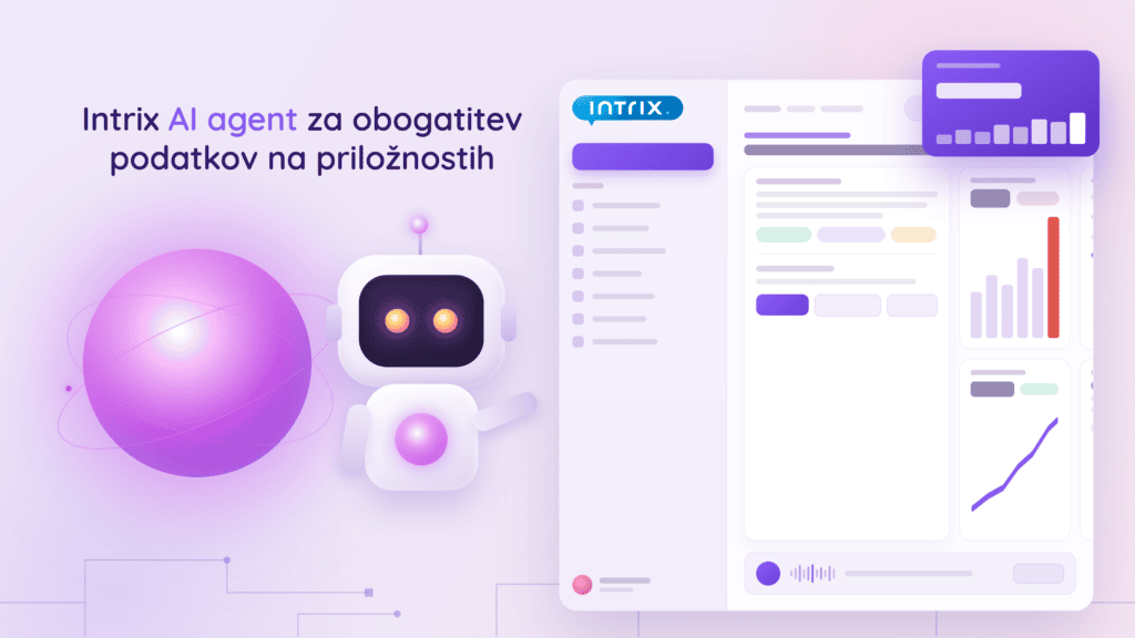 Intrix AI agent za obogatitev podatkov na prodajnih priložnostih Intrix AI agent, ki na prodajni priložnosti zbere dodatne podatke o podjetju, kontaktih in poslovni zgodovini.