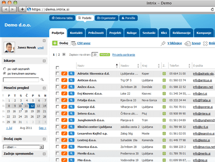 CRM sistem Intrix