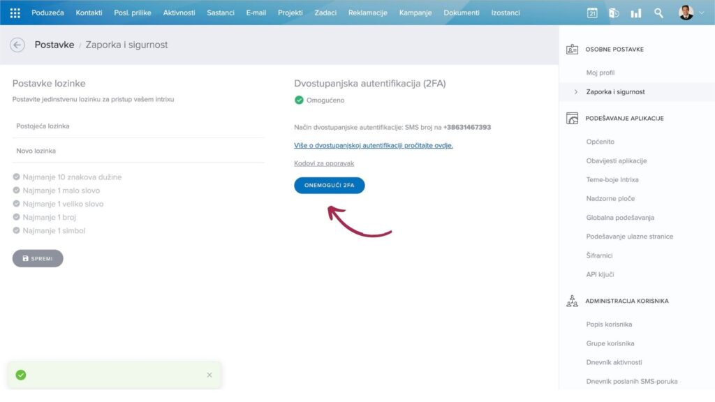 2FA-onemogući
