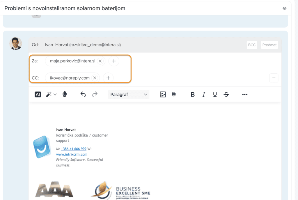 Dodavanje adrese u kopiju Dodavanje adrese u kopiju