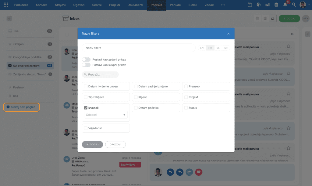 Kreiranje novog pogleda u pretincu