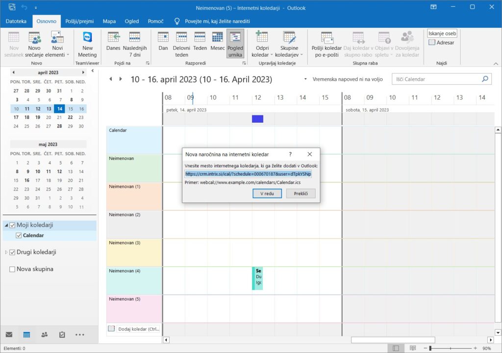 Ical sinkronizacija s Intrixom Ical sinkronizacija s Intrixom