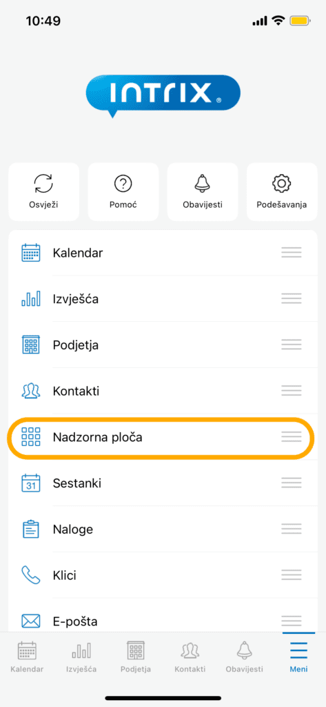 Mobile odabir u izborniku