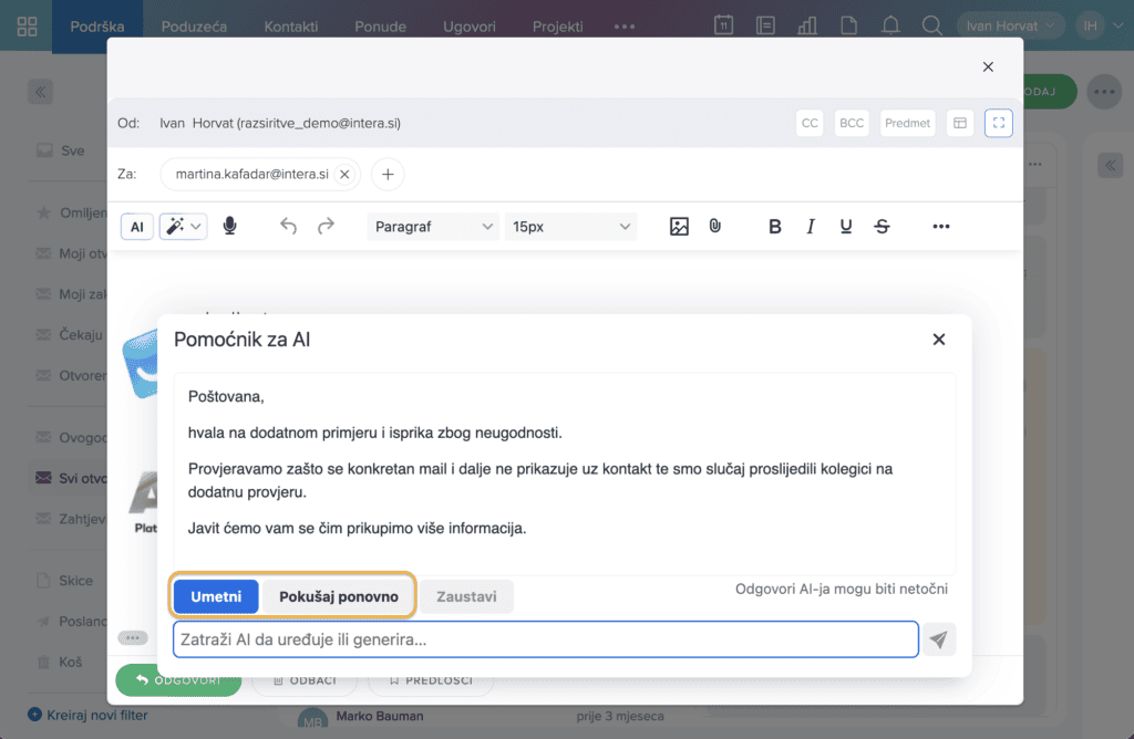 Ponovno generiranje predloška u intrix Helpdesku Ponovno generiranje predloška u intrix Helpdesku